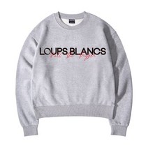 루블랑 LB 로고 프린트 크롭 맨투맨 그레이