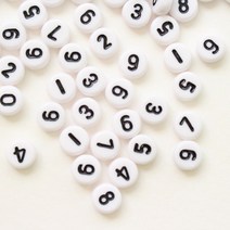 흑백원형 숫자비즈100p, 단품, 1개