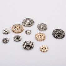 레이스 똑딱이 버튼 2P 암수한쌍 색상/사이즈선택 단추 가디건 부자재 수선 고정 코트 니트 소품 스냅 의류, J_실버21MM