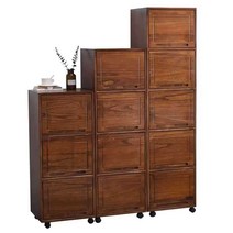 사토 가구 나무 수납장 캐비닛 다용도 레트로 거실 책, 브라운 - 3단/가로45cm