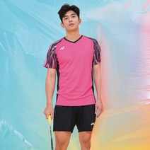 요넥스 배드민턴 남성 여성 반팔 티셔츠 반바지 세트 024, 8244 남자 탑+검은 색 바지_M