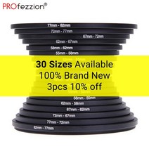 profezzion 스텝 업 렌즈 필터 어댑터 링 37-82mm 금속 스텝 다운 링 어댑터 canon nikon dslr 카메라 렌즈 액세서리 52, SD 58-52mm
