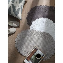 퀼팅 코튼 플로랄 발매트 북유럽 호텔식 순면 발러그, 원형, 화이트