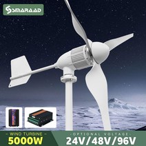 풍력발전기 가정용 수평 풍력 터빈 자유 에너지 자기 강력한 220V 인버터 5kw 24V 96V