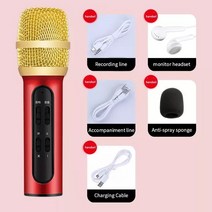 노래방 가정용 기계 이동식 코인 부스 기기 무선마이크 C11 무선 키즈 가라오케 마이크 스피커 포함 휴대, 02 B