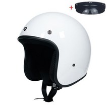 레트로 빈티지 오픈 페이스 오토바이 헬멧 남녀 공용 바이크 제트 파일럿, M, LightWhite
