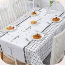 JJNB 북유럽풍 6인용 방수 테이블 식탁보 137cm x 180cm, 그레이체크