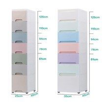 사용하기 편리한 주방 플라스틱 틈새 서랍장 3단 4단 5단 6단 7단, 3단개, 1번 혼합 색상 폭 25cm [1층 높음]