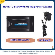 1080P HDMI TO SCART 비디오 오디오 고급 변환기 AV 신호 HDMI TO SCART 어댑터 HD 수신기 TV DVD with USEU 전원 플러그, US Plug