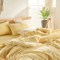 바이오워싱 80수 고밀도 순면100% 이불커버 싱글(S)/퀸(Q), 옐로