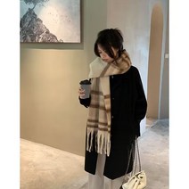 HXT 여성 꽈배기 수술 체크 빅 머플러 소프트 캐시미어감촉 목도리 숄 겨울 코디