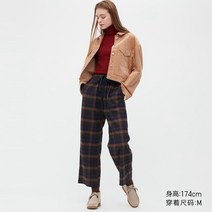유니클로 여성용 플란넬 엘라스틱 팬츠(체크무늬 아우터 얇은 캐주얼 팬츠 가을) 453622