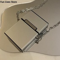 금속 Crossbody 가방 하드 지갑 고딕 펑크 스타일 미니 숄더 백 실버 체인 핸드백 여성 쿨 포켓 팩 패션