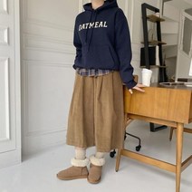 브이와이 여자 백밴딩 코듀로이 세미핀턱 후레아 팬츠