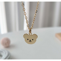 14K 18K 미아방지목걸이 곰돌이 여자 남자 조카 돌 선물 유아 목걸이, 14k핑크골드