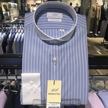 맨하탄 맨하탄 NC서면점 긴팔 극세사 블루 스트라이프 투톤카라 슬림핏 셔츠