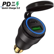 오토바이 바이크 USB C타입 포트 시거잭 방수 시가잭 유럽형 파워 소켓 3.0 소켓 충전기, A + 1개
