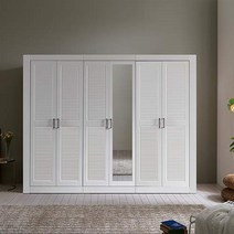 웰튼 갤러리 9자 여닫이 옷이불수납 키큰 거울 장롱셋트, 화이트, 풀갤-거울셋트