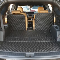 아이빌 더 뉴 팰리세이드 신형퀼팅 4D 자동차 트렁크매트 + 2열등받이 풀세트, 블랙+골드스티치, 7인승 자동폴딩