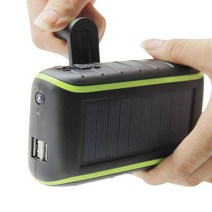 비상수동발전기 야외 비상충전 태양열 수동 휴대폰충전 보조배터리겸용 8000mah 캠핑, 블랙