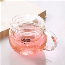 라벤더 티머그 유리잔(300ml) 물컵 찻잔 거름망 뚜껑