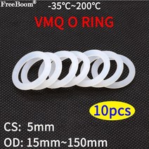 10pcs vmq o 링 씰 가스켓 cs 5mm od 15 150mm 실리콘 고무 절연 방수 와셔 원형 흰색 nontoxi, 외경 50mm 내경 40mm, 하얀, 5.0mm