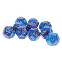 GHSHOP RPG 게임용 2x 10pcs D12 다면체 주사위, 12mm, 블루 퍼플, 아크릴