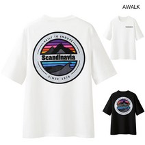 어워크 오버핏 반팔티 남녀공용 5부 반팔 티셔츠 스칸디나비아 스웻셔츠