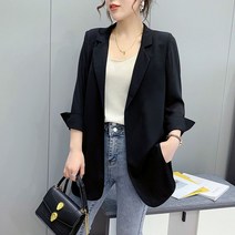 여성 캐주얼 얇은 칠부 소매 쉬폰 정장 자켓 Women