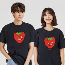 오너클랜 키밍 딸기 제철과일 우정룩 면민소매 기본흰티