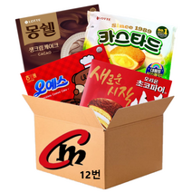 cm전용 박스 12번 대용량 파이 4종 모음 (오리온초코파이 1개+롯데카스타드 1개+몽쉘카카오 1개+오예스 1개), 1세트