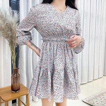 샤인 플라워 셔링 쉬폰 브이넥 원피스 (2color)