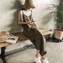 캐주얼 점프 슈트 한국 스타일 느슨한 긴 바지 솔리드 와이드 레그 얇은 블랙 오버올 여름 스트랩 민소매 롬퍼 여성용 블랙