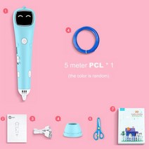 3d 펜 3디 펜 매직 가정용 프린터 쓰리디 추천 pen 3D 저온 무선 3D 인쇄 음성 프롬프트 USB 충전식 3D 드로잉 교육 장난감 선물, 블루 5m PCL