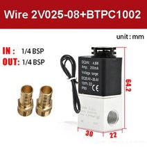 공기 솔레노이드 밸브 2V02508 2 위치 2 포트 14 상시 폐쇄 밸브 공압 솔레노이드 밸브 12V 24V 110V 220V 볼트, 71.Wire w BTPC1002 - AC110V