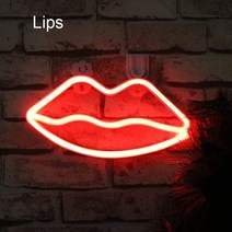 미피무드등 Led 야간 조명 배터리 USB 충전 LED 네온 라이트 로그인 러브 하트 웨딩 파티 장식 발렌타인 데이 나이트 램프 선물, [04] Lips, [03] Pink