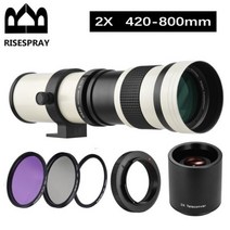 RISESPRAY-2X 420-800mm F/8.3-16 슈퍼 망원 렌즈 수동 초점 줌 캐논 니콘 소니 NEX DSLR 카메라 포토그래프용, Nikon_White