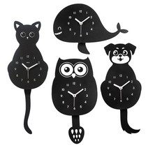 국산 플라이토 블랙 애니멀 무소음 디자인 추 벽시계, 블랙캣 Cat, 상세페이지 참조3
