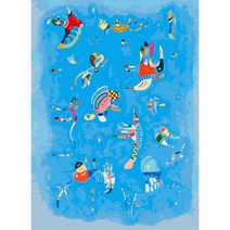 (물감 3배) 모모픽스페인팅 빅사이즈 대형 칸딘스키 푸른하늘 60x75cm DIY명화그리기 유화 따라그리기 쉬운 유명한 시원한 그림