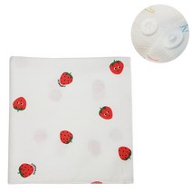 무형광 스트로베리 엠보 가제손수건 (똑딱이)