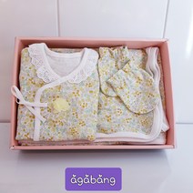 아가방 (NC 광명점 ) 국내원단 무형광 소재의 다다꽃 3종 SET (배넷저고리.속싸보.손싸개 )