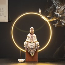 인센스 스틱 부처님 역류 향 버너 led 빛 보라색 모래 세라믹 연기 폭포 향 스머지, 7