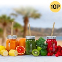 천연 대나무 빨대 10개입 재사용 밤부 나무 스트로우, 천연 대나무 빨대 10개입-M