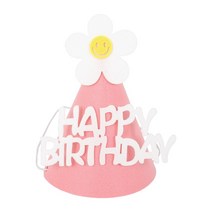 생일고깔모자 데이지핑크 펠트 생일 축하, 단품