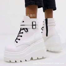 레인부츠 중학생 명품 브랜드 성인 장화 겨울 패션 하이 플랫폼 부츠 가죽 하이 웨지 앵클 부츠 1 을 위한 펑크 하이힐 신발