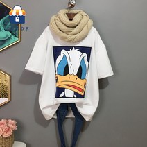 손드르 여름 여사 디즈니 도널드 큰 사이즈 박시 반팔 티(3색)