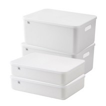 락앤락 선반정리 수납함 2+2세트 플라스틱 리빙박스 팬트리/옷장보관 기숙사필수품 장난감/레고/기저귀/멀티 바구니 노하우 방법 추천, 1세트, 아이보리(6L*2+12L*2)