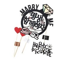 써니토퍼 프로포즈 케이크토퍼 + 미니픽 + 하트픽 2p 세트, 평생함께하자(케이크토퍼), 10세트