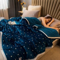 극세사 알파카이불 융 겨울용 두꺼운 따뜻, 딥블루-데이지
