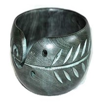 Premium Solid Dark Hardwood Crafted Wooden Portable Antique Yarn Bowl Holder for Knitting Crochet -, 1